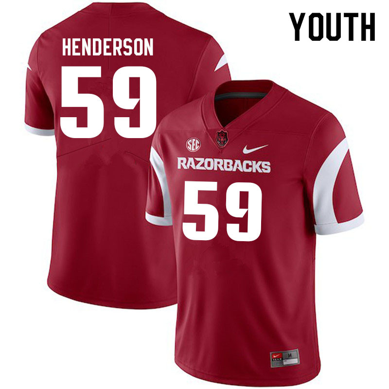 Youth #59 Eli Henderson Arkansas Razorbacks College Football Jerseys Sale-Cardinal